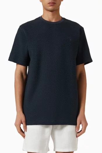 Knitted Check T-shirt in Cotton-blend