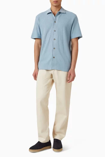 Pointelle Short-sleeve Shirt in Organic Cotton
