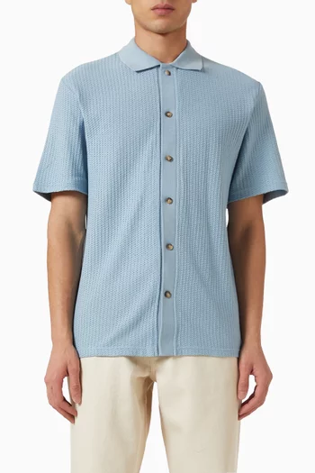 Pointelle Short-sleeve Shirt in Organic Cotton