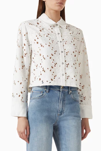 Laser-cut Cropped Shirt in Denim