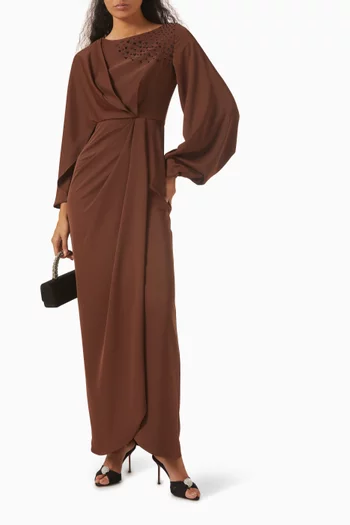 Giorgia Embellished Maxi Dress in Crepe