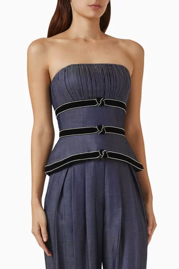 Crescent Corset Top in Denim