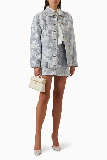 Blossom Lace Mini Skirt in Denim