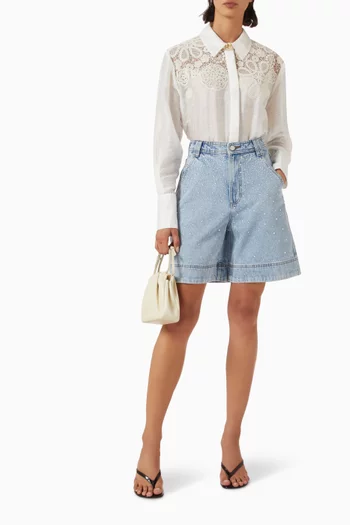 Lucina Stud Shorts in Denim