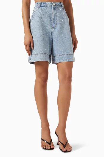 Lucina Stud Shorts in Denim