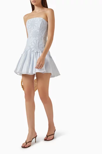 Gia Embroidered Dress in Linen Blend