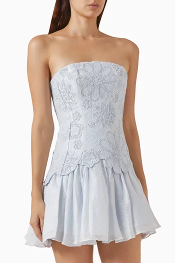Gia Embroidered Dress in Linen Blend