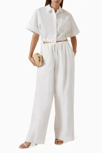 Rhea Wide-leg Pants in Cotton Blend