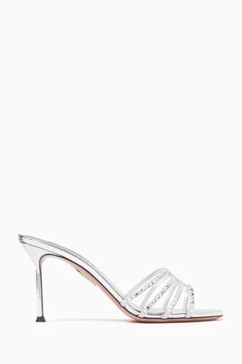 Sensation 85 Crystal Mule Sandals in Leather