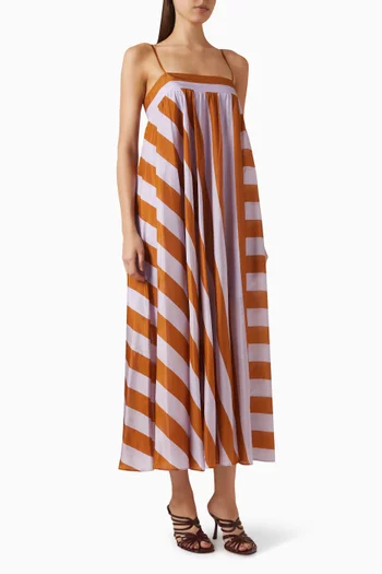 Indra Stripe Dress in Silk