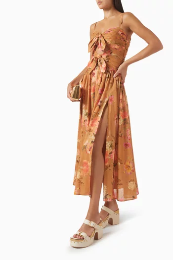 Mahon Tie-front Midi Dress in Cotton
