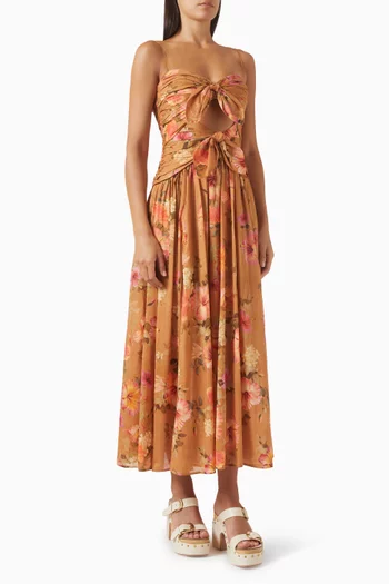 Mahon Tie-front Midi Dress in Cotton