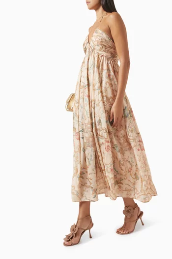 Roselight Halter Maxi Dress in Silk