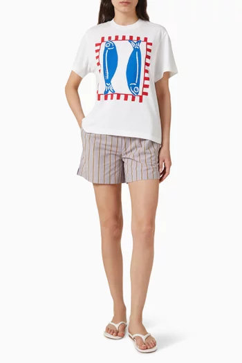 Fish-print T-shirt in Cotton