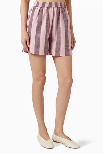 Striped Tie Shorts in Cotton