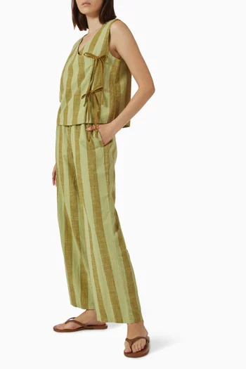 Striped Tie Pants in Cotton