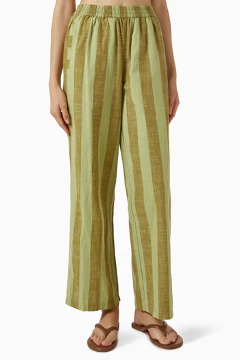 Striped Tie Pants in Cotton