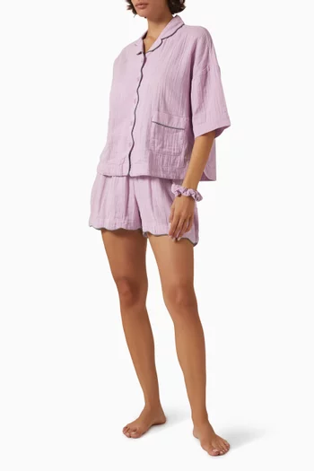 Pyjama Top & Shorts Set in Cotton