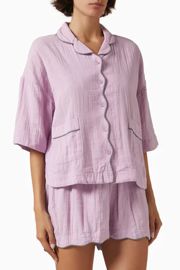 Pyjama Top & Shorts Set in Cotton