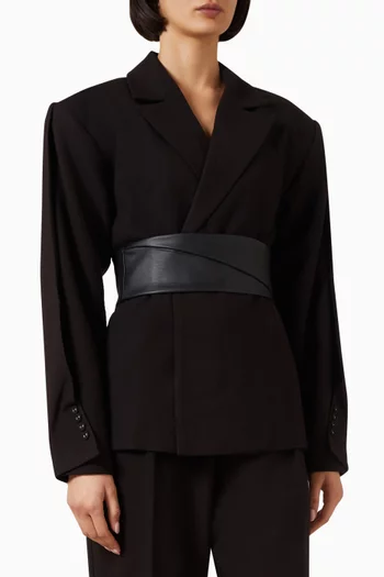 Marie Twist-sleeve Blazer in Wool