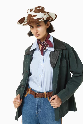 Printed Cowboy Hat in Leather