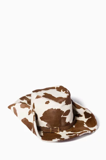 Printed Cowboy Hat in Leather