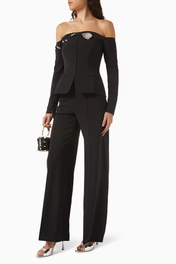 Pintuck Empire Waist Pants in Crepe