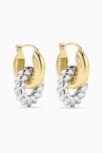 Two-tone Rope Hoop Earrings in 14kt Gold-plated Brass