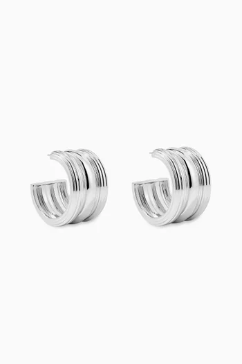 Canyon Hoop Earrings in Rhodium-plated Silver