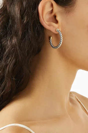 Small Sierra Rope Hoop Earrings in Rhoudium-plated Silver