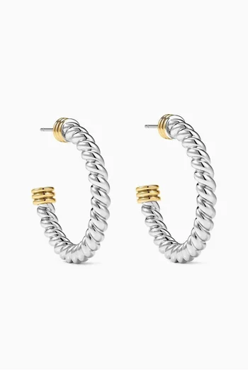 Small Sierra Rope Hoop Earrings in Rhoudium-plated Silver