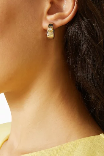 Luna Bezel Hoops Earrings in Rhodium-plated Silver