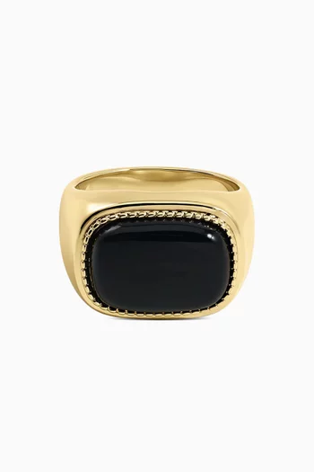 Midnight Mesa Signet Ring in 14kt Gold-plated Brass