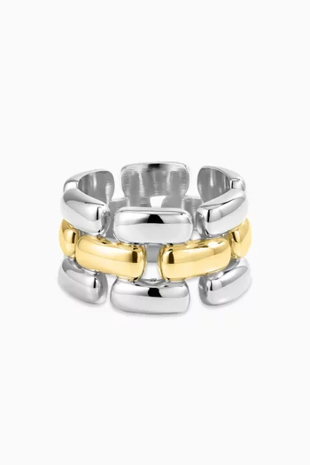 Noir Link Ring in Rhodium-plated Silver