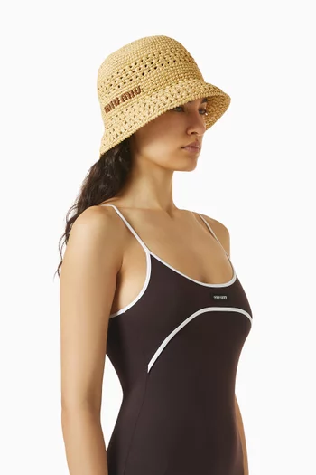 Woven Logo Hat in Viscose