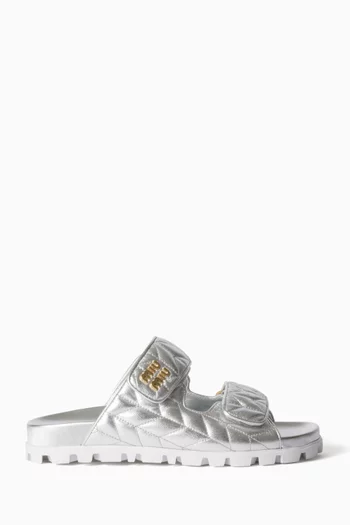 Logo Slides in Matelassé Nappa Leather
