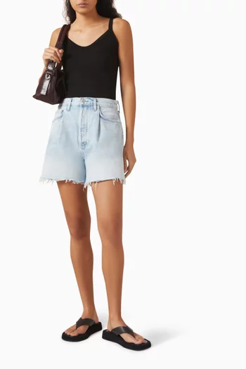 Rhoda Pleated A-Line Shorts in Denim