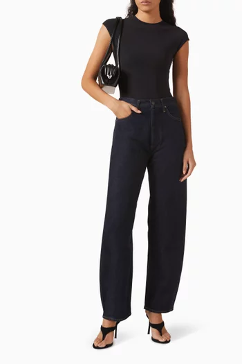Luna High-rise Pieced Curved Jeans in Denim
