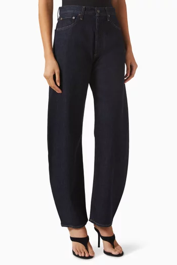 Luna High-rise Pieced Curved Jeans in Denim