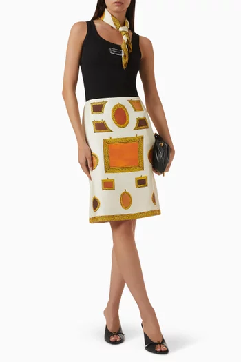 The Gallery-print Midi Skirt in Silk-twill