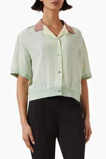 Crop Shirt in Silk Poplin