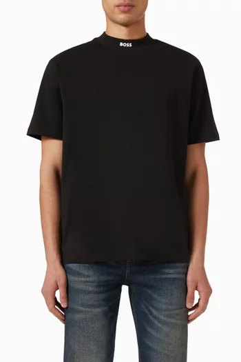 Mock-neck T-shirt in Cotton-jersey
