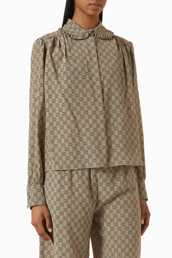 Ruffle-collar Shirt in GG Fabric