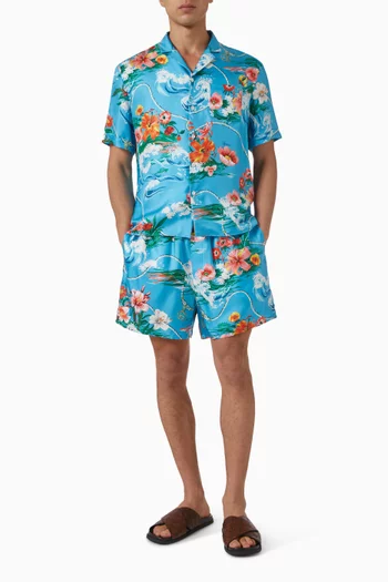 Printed Shorts in Silk Twill