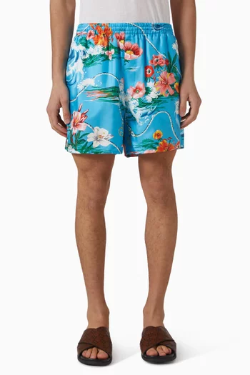 Printed Shorts in Silk Twill