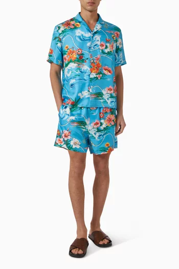 Printed Bowling Shirt in Silk Twill