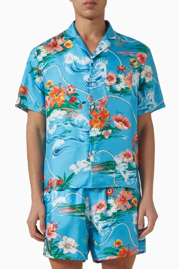 Printed Bowling Shirt in Silk Twill