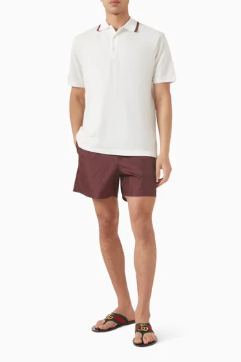GG Print Swim Shorts in Poplin