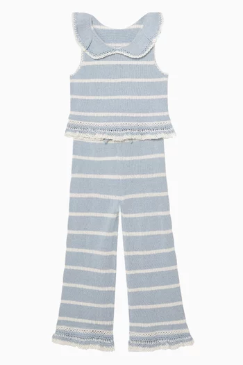 Junior Girl Indra Striped Knit Top in Cotton-blend