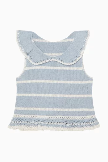 Junior Girl Indra Striped Knit Top in Cotton-blend